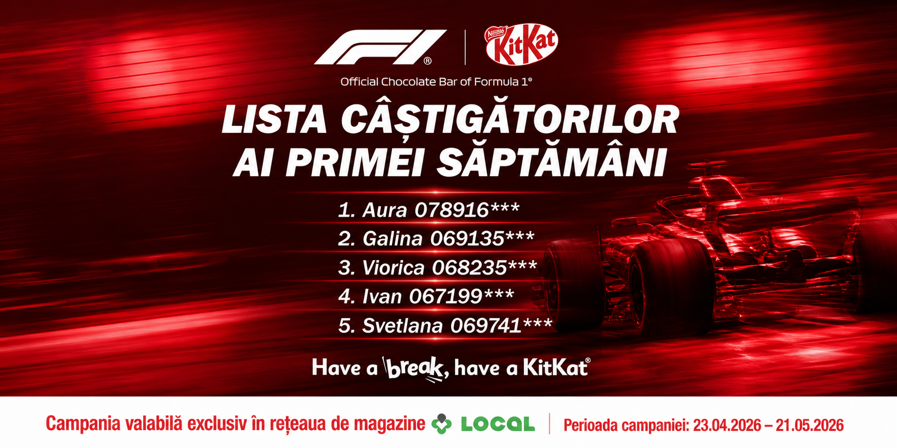 Startul a fost dat: câștigătorii primei extrageri KitKat