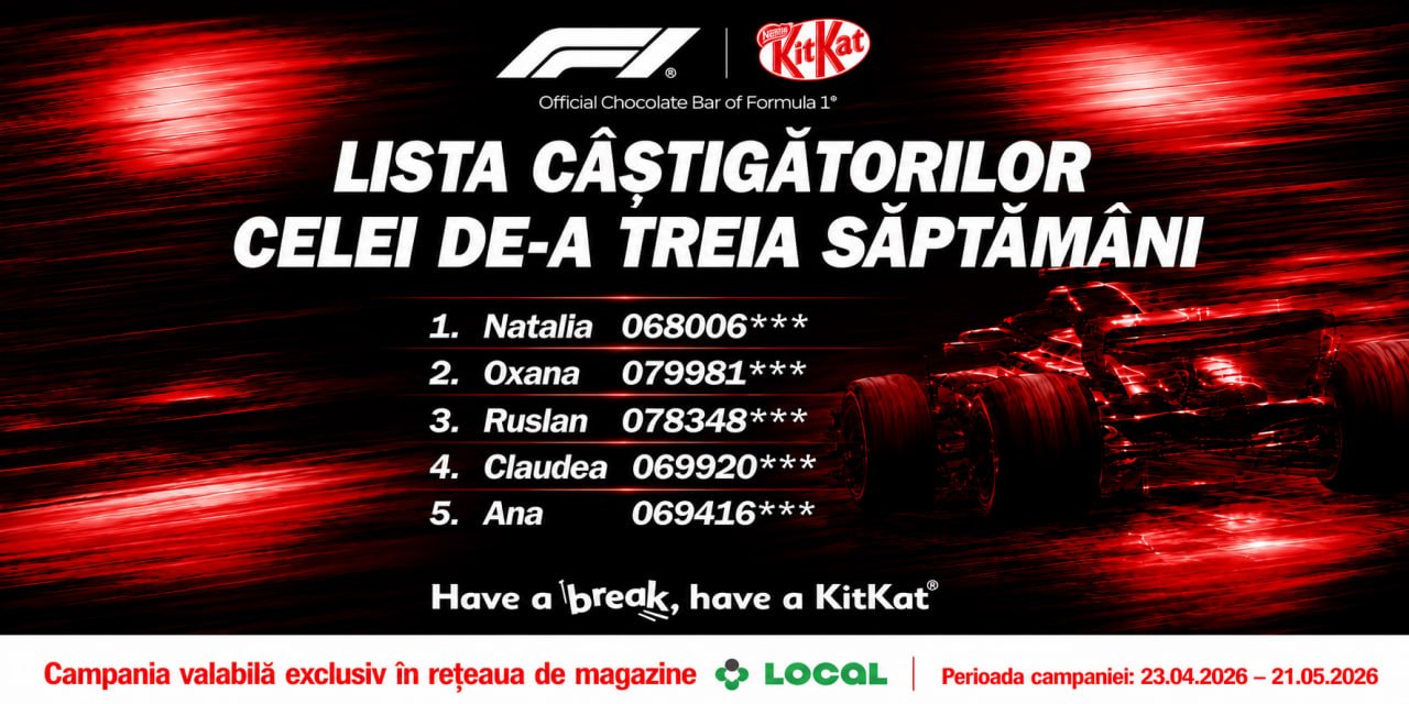 KitKat continuă să premieze: câștigătorii celei de-a treia extrageri au fost desemnați!
