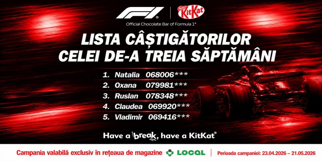 KitKat continuă să premieze: câștigătorii celei de-a treia extrageri au fost desemnați!