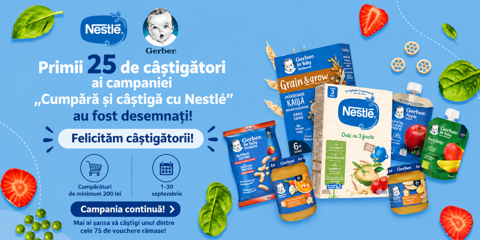 Primii 25 de câștigători ai campaniei „Cumpără și câștigă cu Nestlé” au fost desemnați!