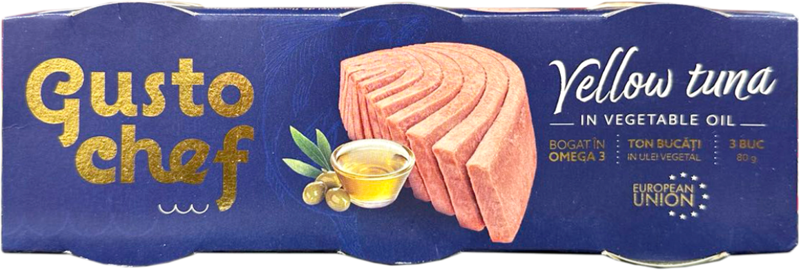 Ton bucati in ulei vegetal 3*80g