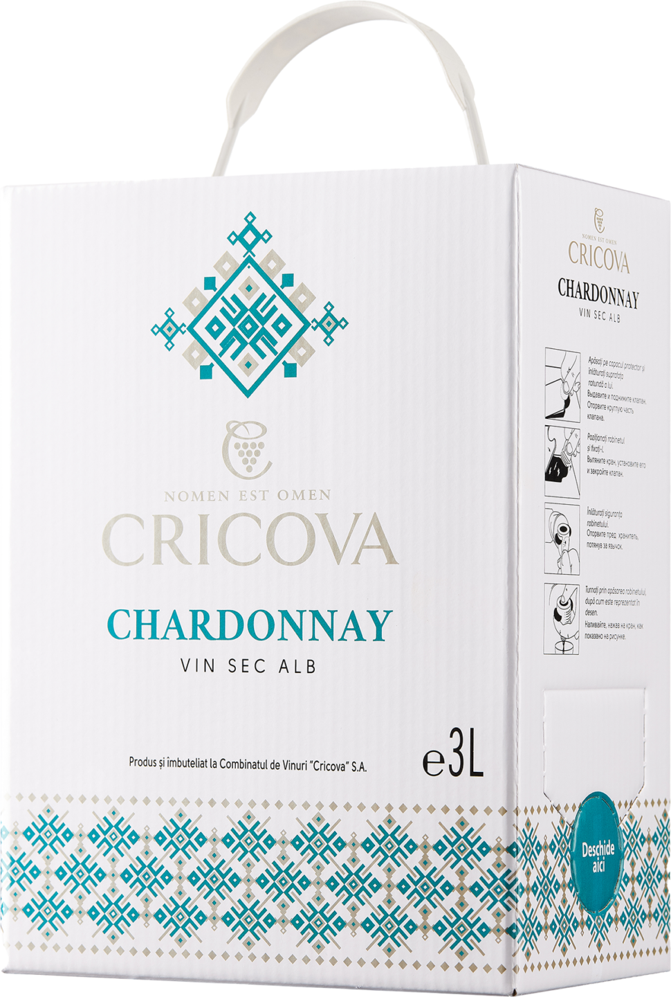 Vin alb sec Chardonnay Bag in Box 3L
