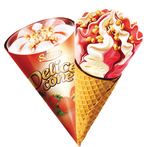 Inghetata Delice Cone vanilie/capsuna 200ml