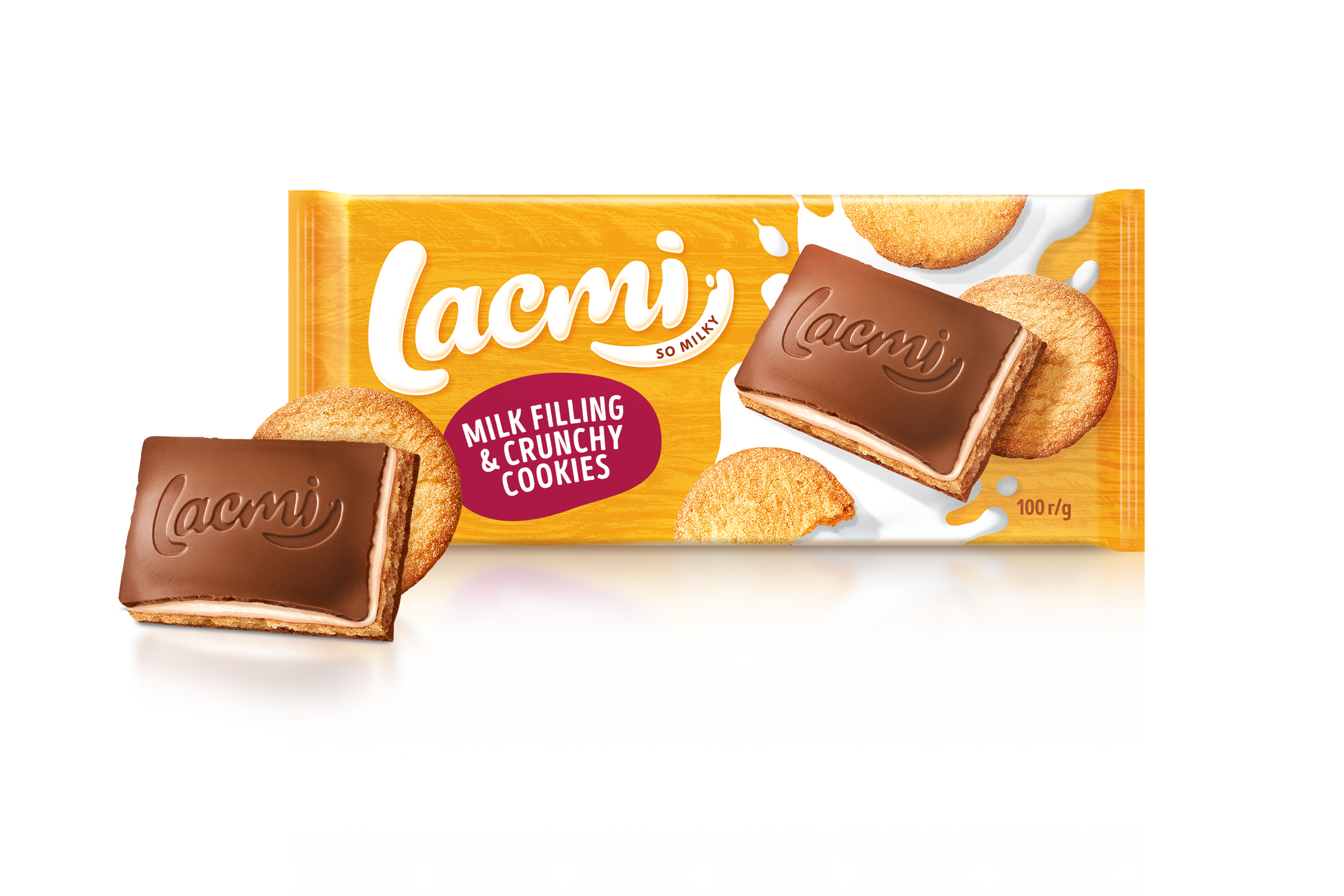 Ciocolata Lacmi lapte/umplutura de lapte/biscuiti 100g