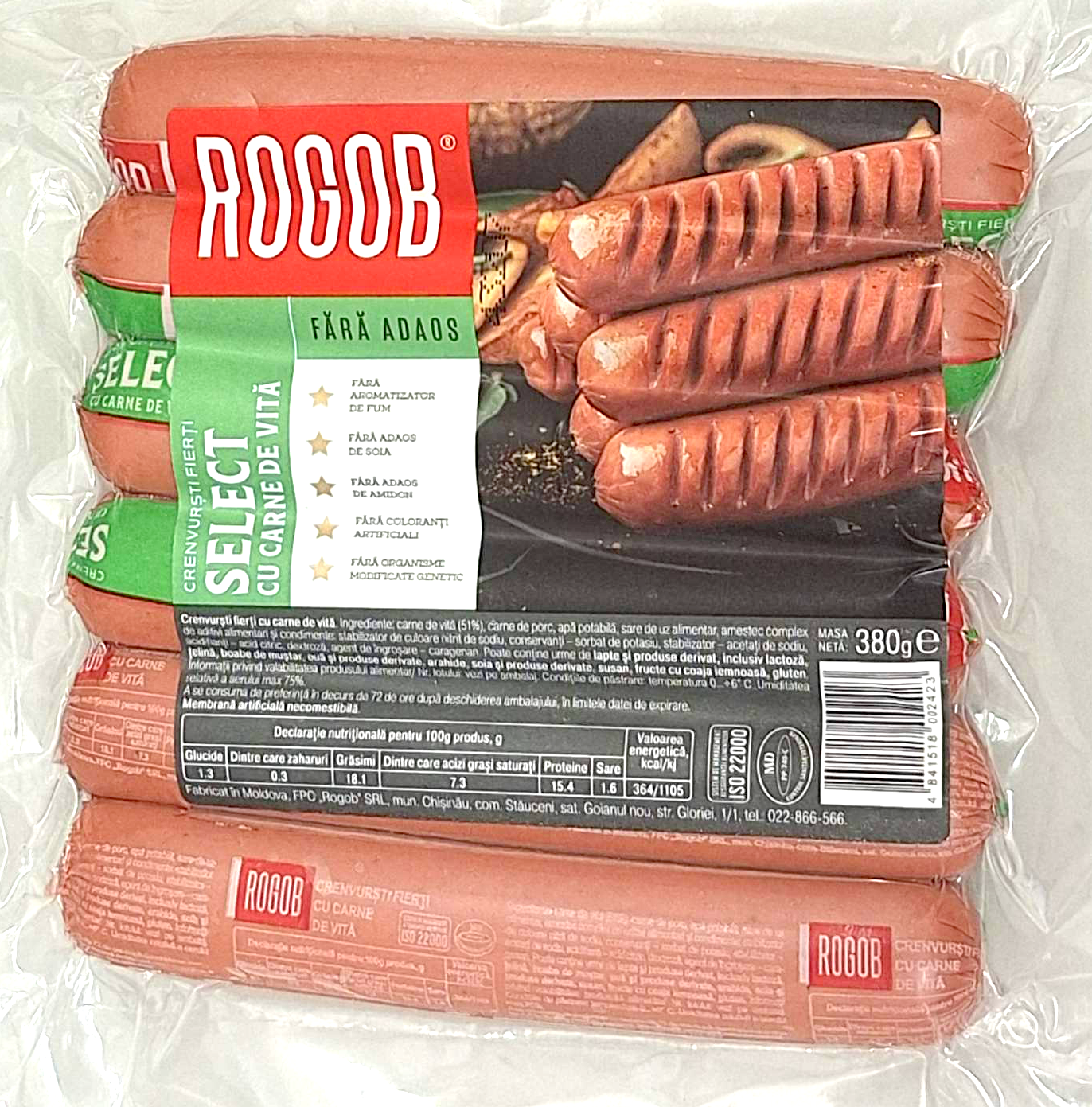 Crenvursti Rogob cu cascaval Select 380g