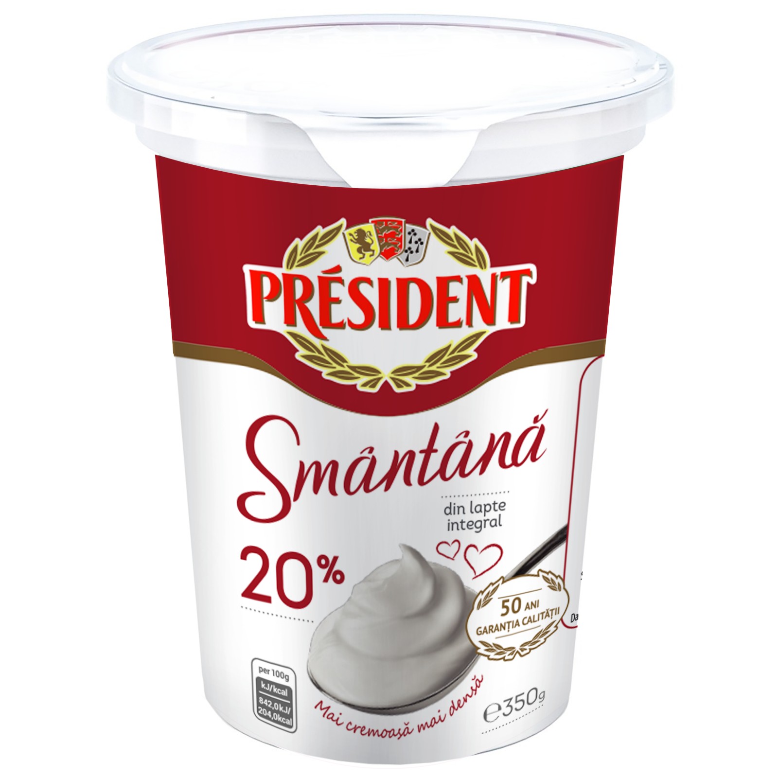 Smantana 20% 350g pah. President
