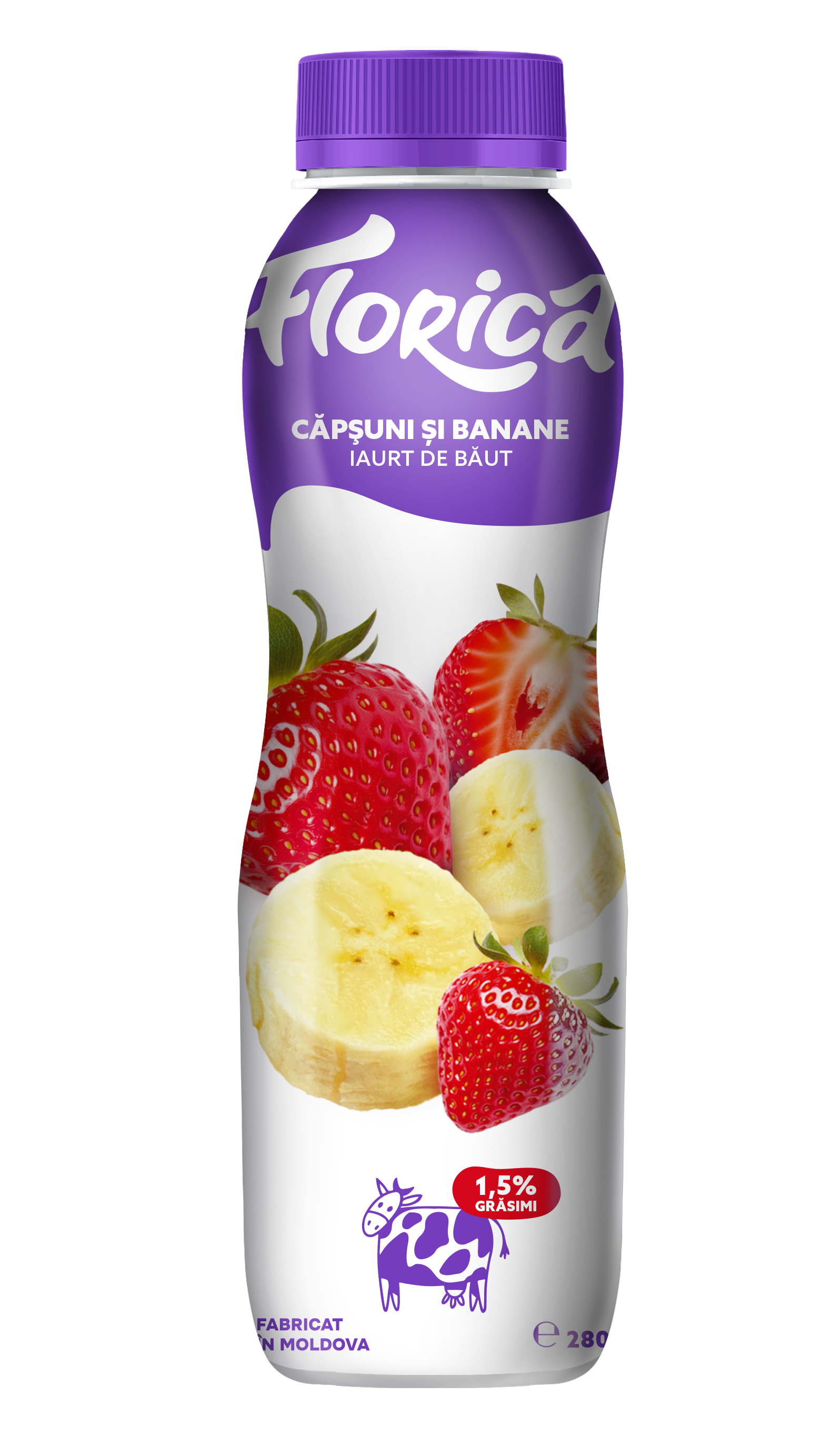 Iaurt de baut capsuna/banane 280ml Florica